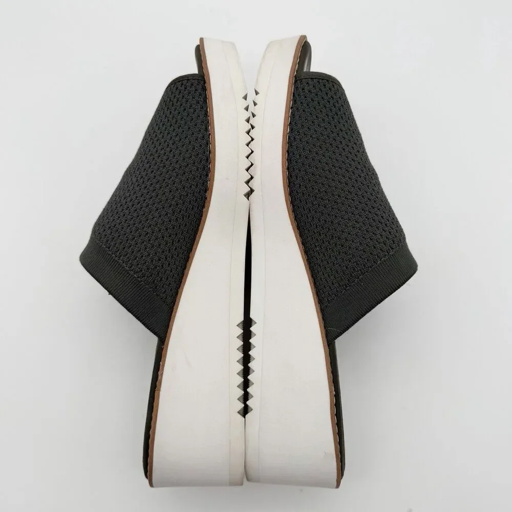 Eileen Fisher Telly Stretch Gray Knit Platform Wedge Sandals Mules Women’s 10